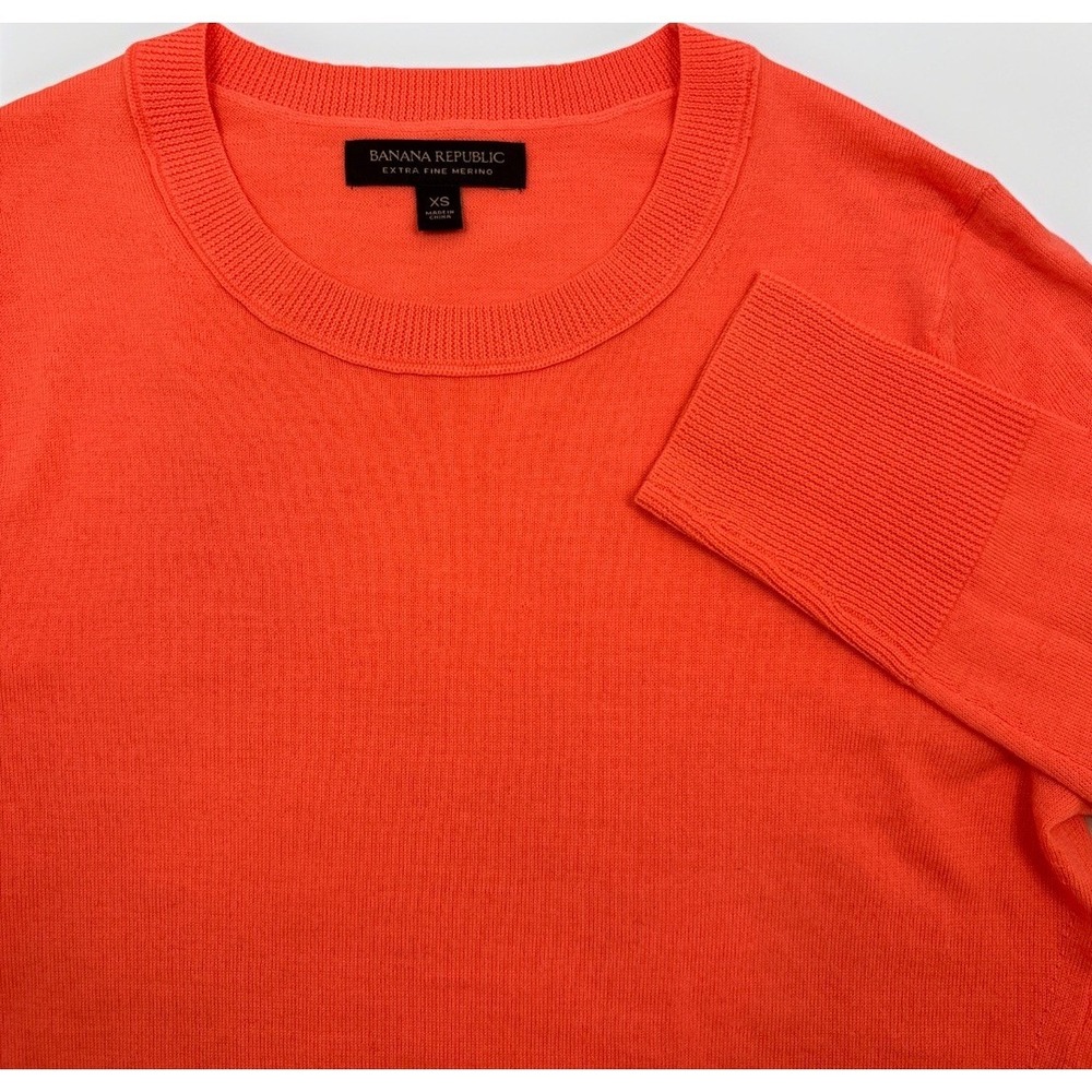 Banana Republic‎ Extra Fine Italian Merino Wool Crewneck Sweater Size XS Melon